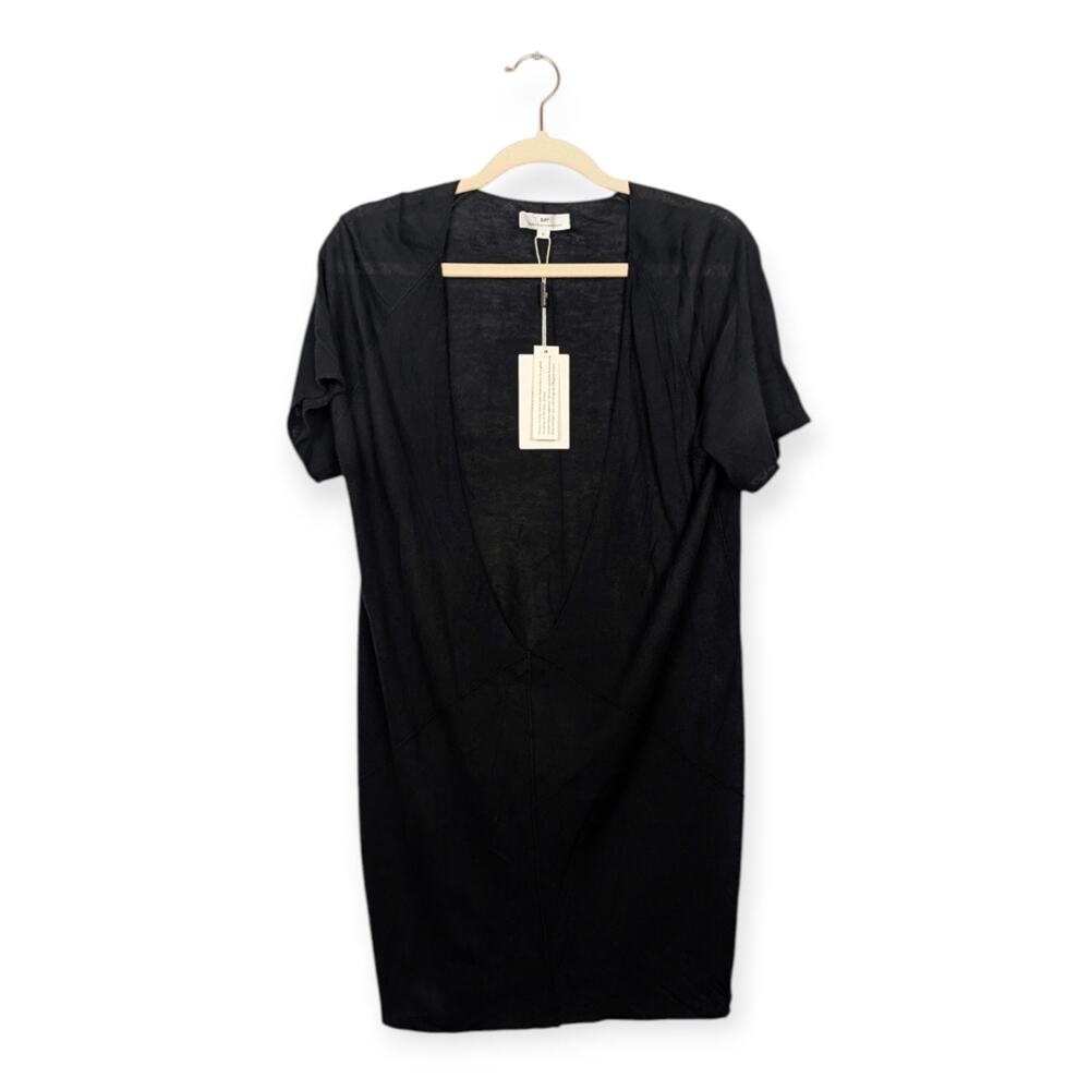 Day Birger et Mikkelsen Top L Black Bamboo Cashmere Deep V Neck Lightweight NWT